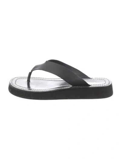 Pre-owned The Row Leather Flip Flops In Black