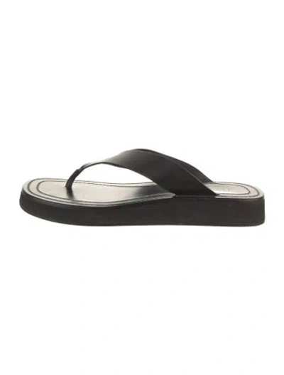 Pre-owned The Row Leather Flip Flops In Black
