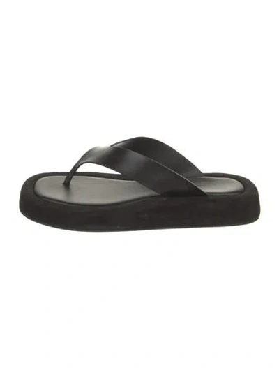Pre-owned The Row Leather Flip Flops In Black