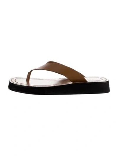 Pre-owned The Row Leather Flip Flops In Brown