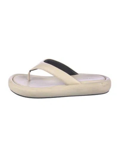 Pre-owned The Row Leather Flip Flops In Neutral