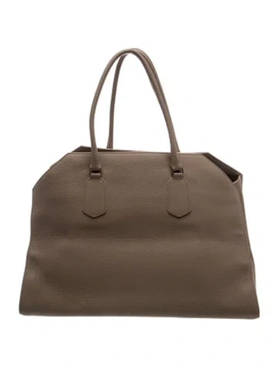 Pre-owned The Row Leather Geo Margaux In Brown