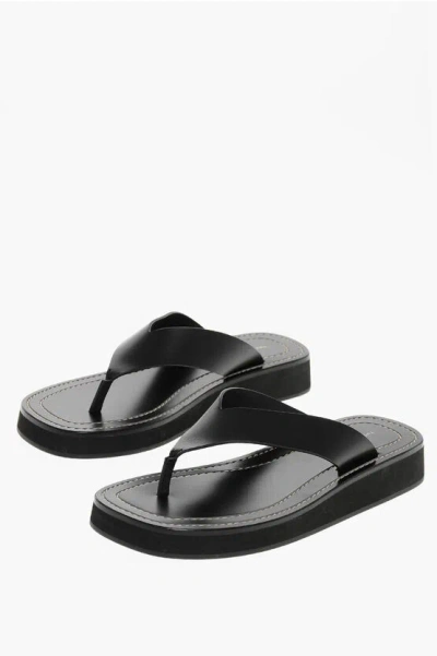 The Row 20mm Ginza Leather Thong Sandals In Black