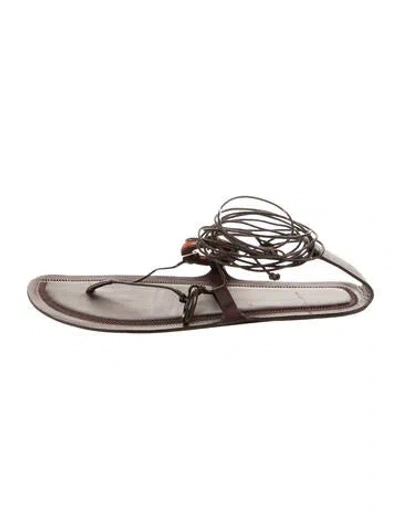Pre-owned The Row Leather Gladiator Sandals In Burgundy
