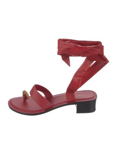 Pre-owned The Row Leather Gladiator Sandals In Red