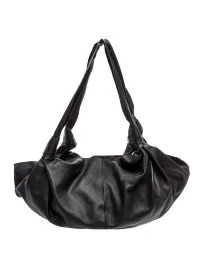 Pre-owned The Row Leather Hobo In Black