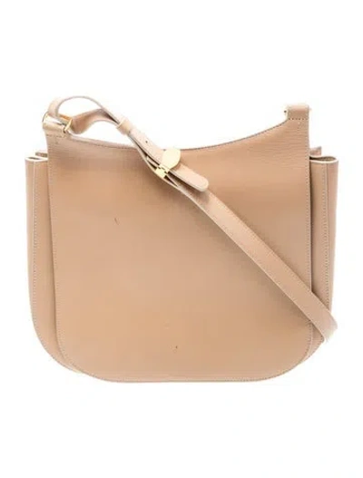 Pre-owned The Row Leather Hunting Bag 11 In Neutral