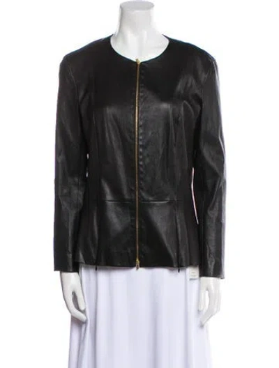 Pre-owned The Row Leather Jacket In Black