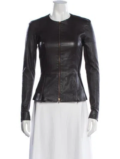 Pre-owned The Row Leather Jacket In Black