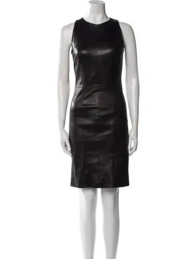 Pre-owned The Row Leather Knee-length Dress In Black