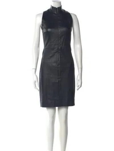 Pre-owned The Row Leather Knee-length Dress In Black