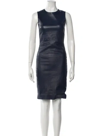 Pre-owned The Row Leather Knee-length Dress In Blue