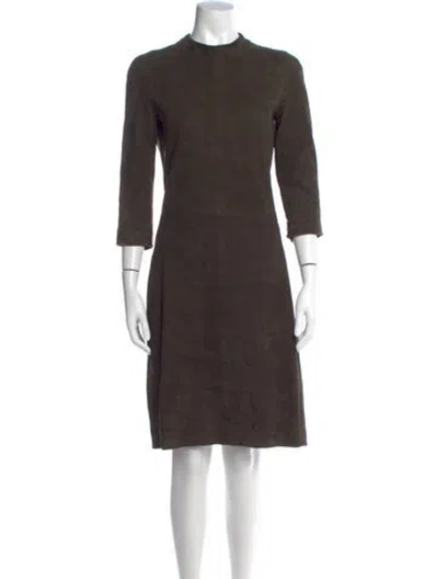 Pre-owned The Row Leather Knee-length Dress In Brown