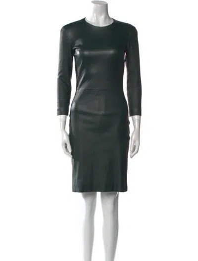 Pre-owned The Row Leather Knee-length Dress In Green