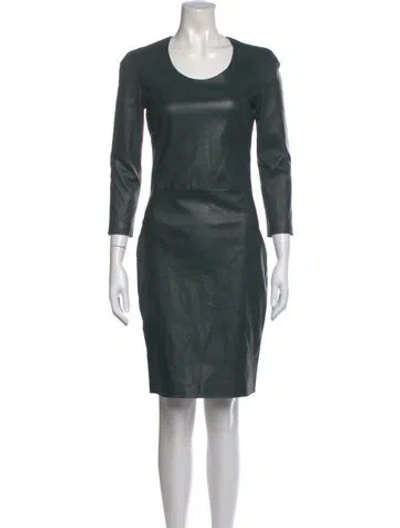 Pre-owned The Row Leather Knee-length Dress In Green