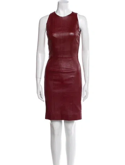Pre-owned The Row Leather Knee-length Dress In Red