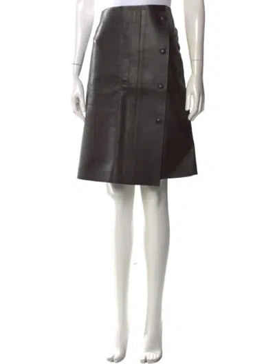 Pre-owned The Row Leather Knee-length Skirt In Brown