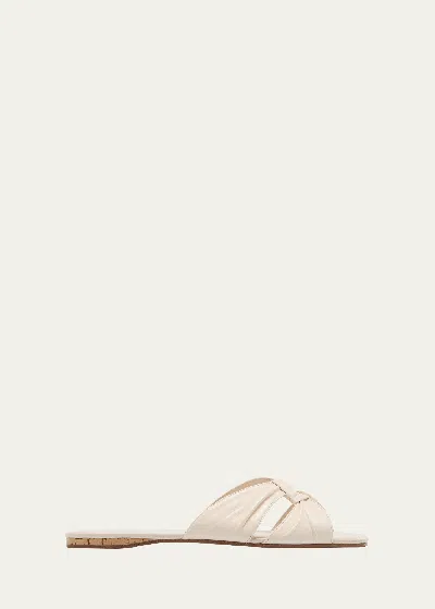 The Row 10mm Soft Knot Leather Sandals In 米白色