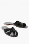 The Row Leather Knot Sliders With Woven Design In Black