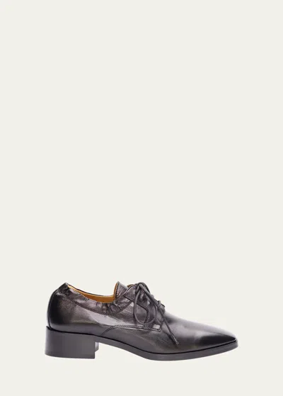 The Row Leather Lace-up Derby Loafers In Black