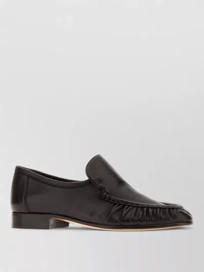 The Row Leather Lace Up Loafers Round Toe Design In Black