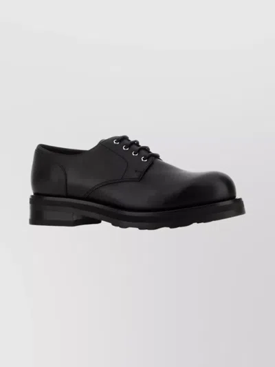 The Row Leather Lace-up Shoes With Low Block Heel In Black