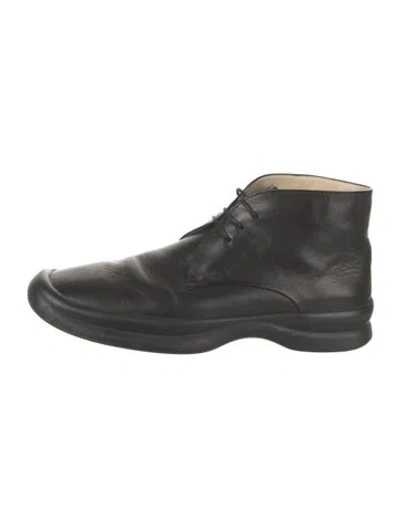 Pre-owned The Row Leather Lace-up Boots In Black