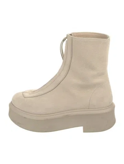 Pre-owned The Row Leather Lace-up Boots In Neutral