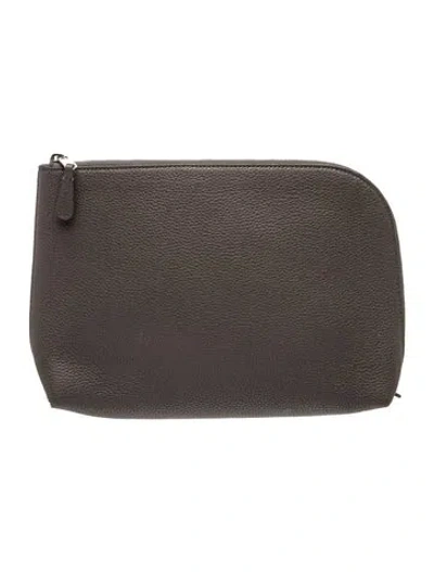 Pre-owned The Row Leather Leather Clutch Medium In Grey