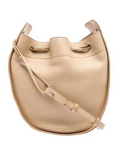 Pre-owned The Row Leather Leather Drawstring Pouch Bag Small In Neutral