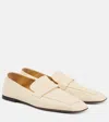 The Row Leather Square-toe Loafers In Neutral