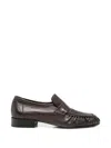 The Row Leather Loafers Block Heel Fringed Design In Black