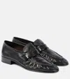 The Row Soft Leather Flat Loafers In Black