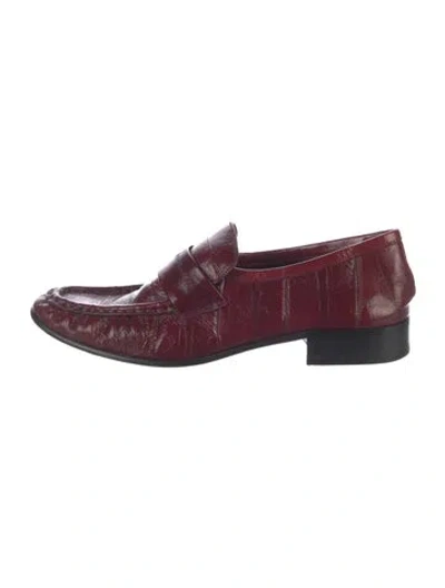 Pre-owned The Row Leather Loafers In Burgundy