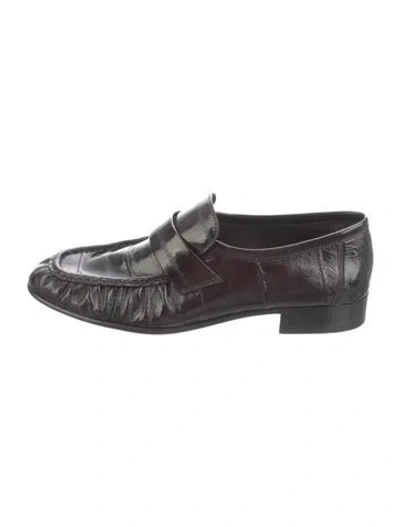 Pre-owned The Row Leather Loafers In Burgundy
