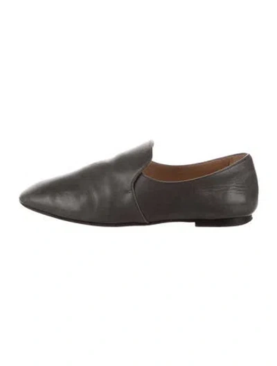 Pre-owned The Row Leather Loafers In Gray