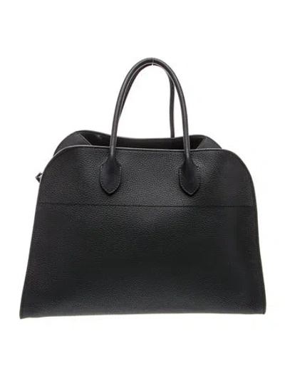 Pre-owned The Row Leather Margaux 15 In Black