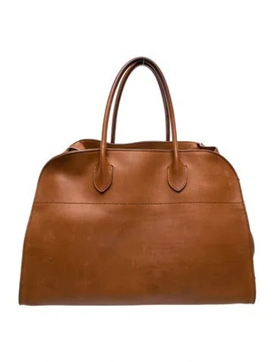 Pre-owned The Row Leather Margaux 15 In Brown