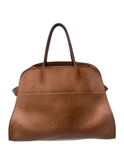 Pre-owned The Row Leather Margaux 15 In Brown