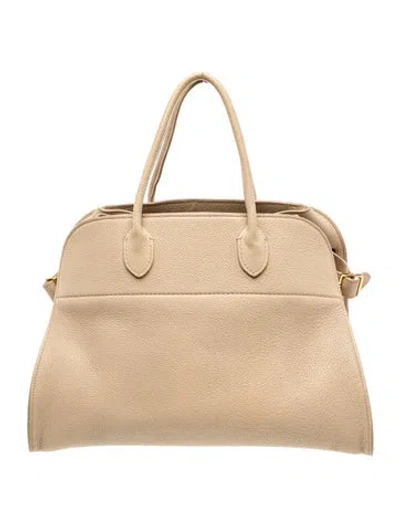 Pre-owned The Row Leather Margaux 15 In Neutral