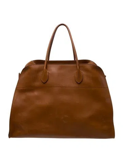 Pre-owned The Row Leather Margaux 17 In Neutral
