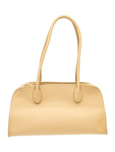 Pre-owned The Row Leather Margaux East West 12 In Neutral