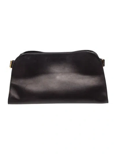 Pre-owned The Row Leather Margaux Ew Clutch In Black