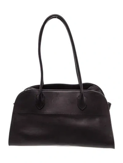 Pre-owned The Row Leather Margaux Shoulder In Black