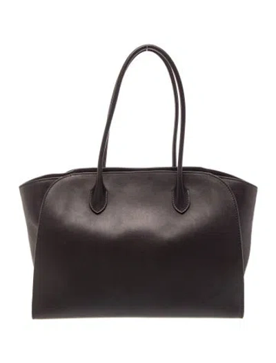 Pre-owned The Row Leather Marlo Tote Bag 12 In Black