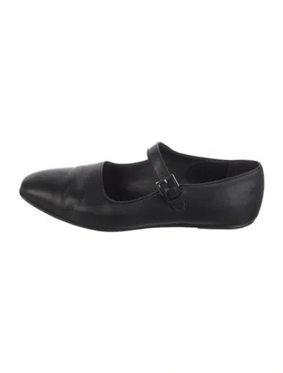 Pre-owned The Row Leather Mary Jane Flats In Black