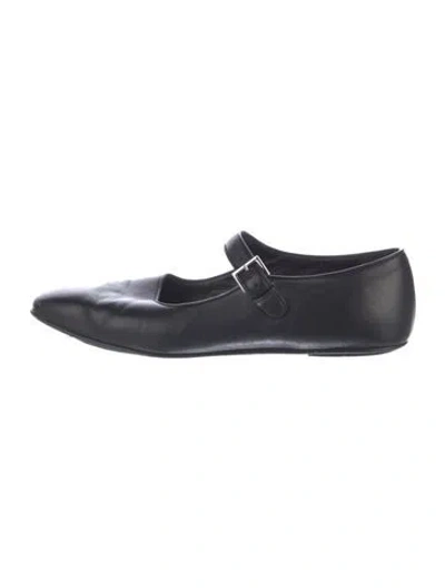 Pre-owned The Row Leather Mary Jane Flats In Black