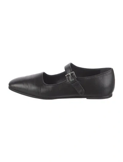 Pre-owned The Row Leather Mary Jane Flats In Black