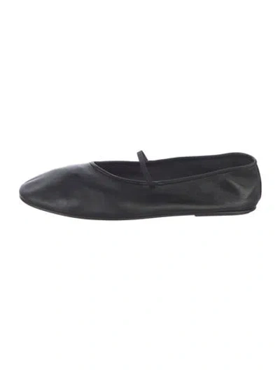 Pre-owned The Row Leather Mary Jane Flats In Black