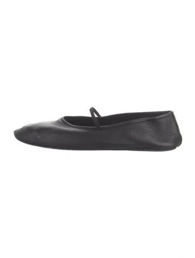 Pre-owned The Row Leather Mary Jane Flats In Black